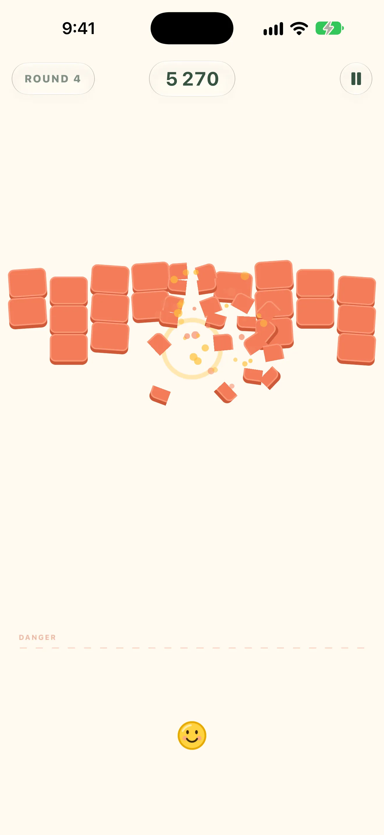 A puck smashing into a brick wall, sending debris flying