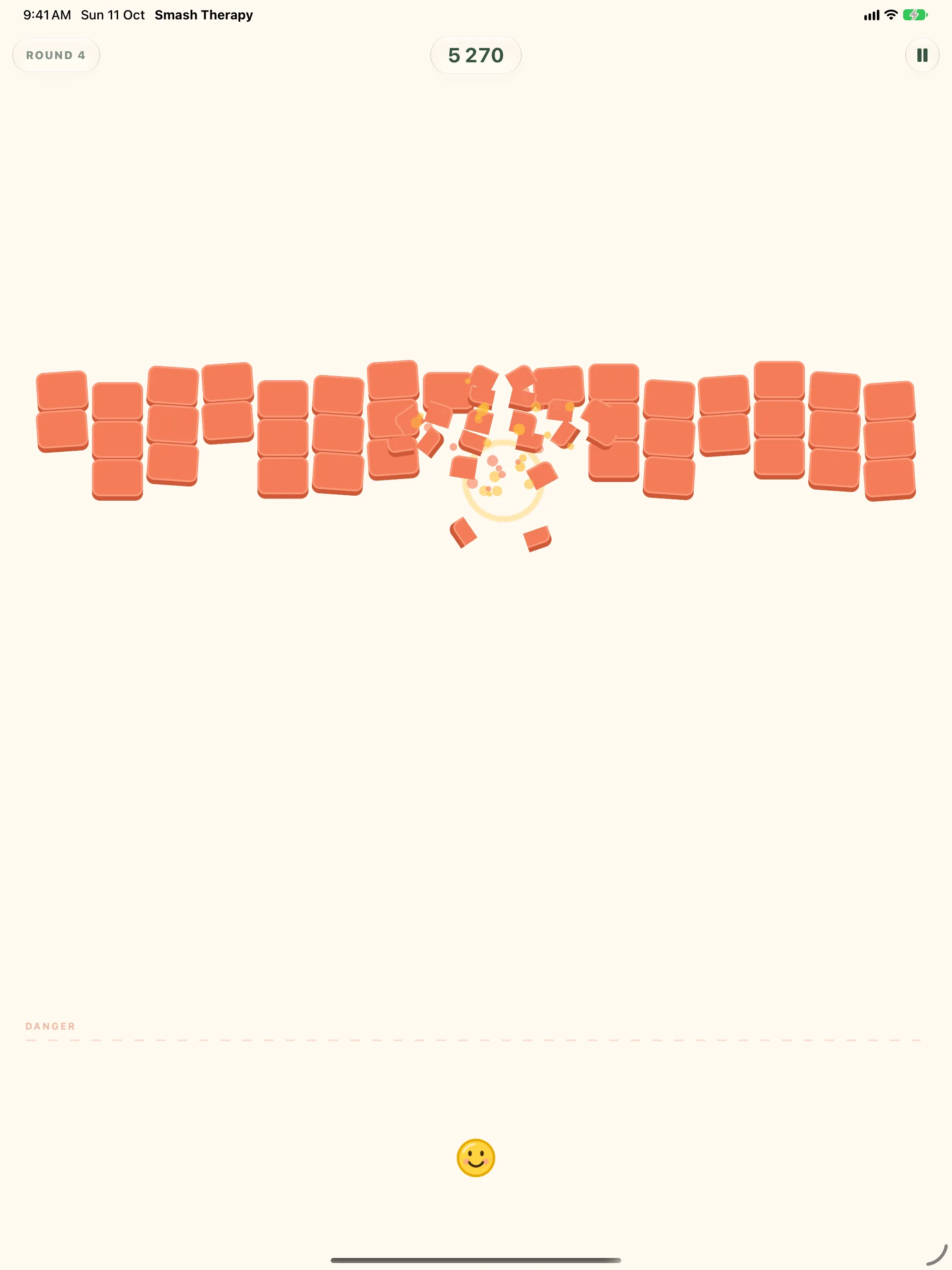 Smash Therapy on iPad: a puck breaking through a brick wall